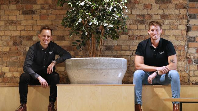 Vygo chief executive Ben Hallett and chief operating officer Joel Di Trapani in their office in Fortitude Valley, Brisbane. Picture by Lyndon Mechielsen