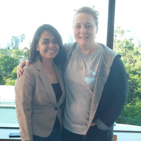 Runali standing with Qld Chief Entrepreneur Leanne Kemp