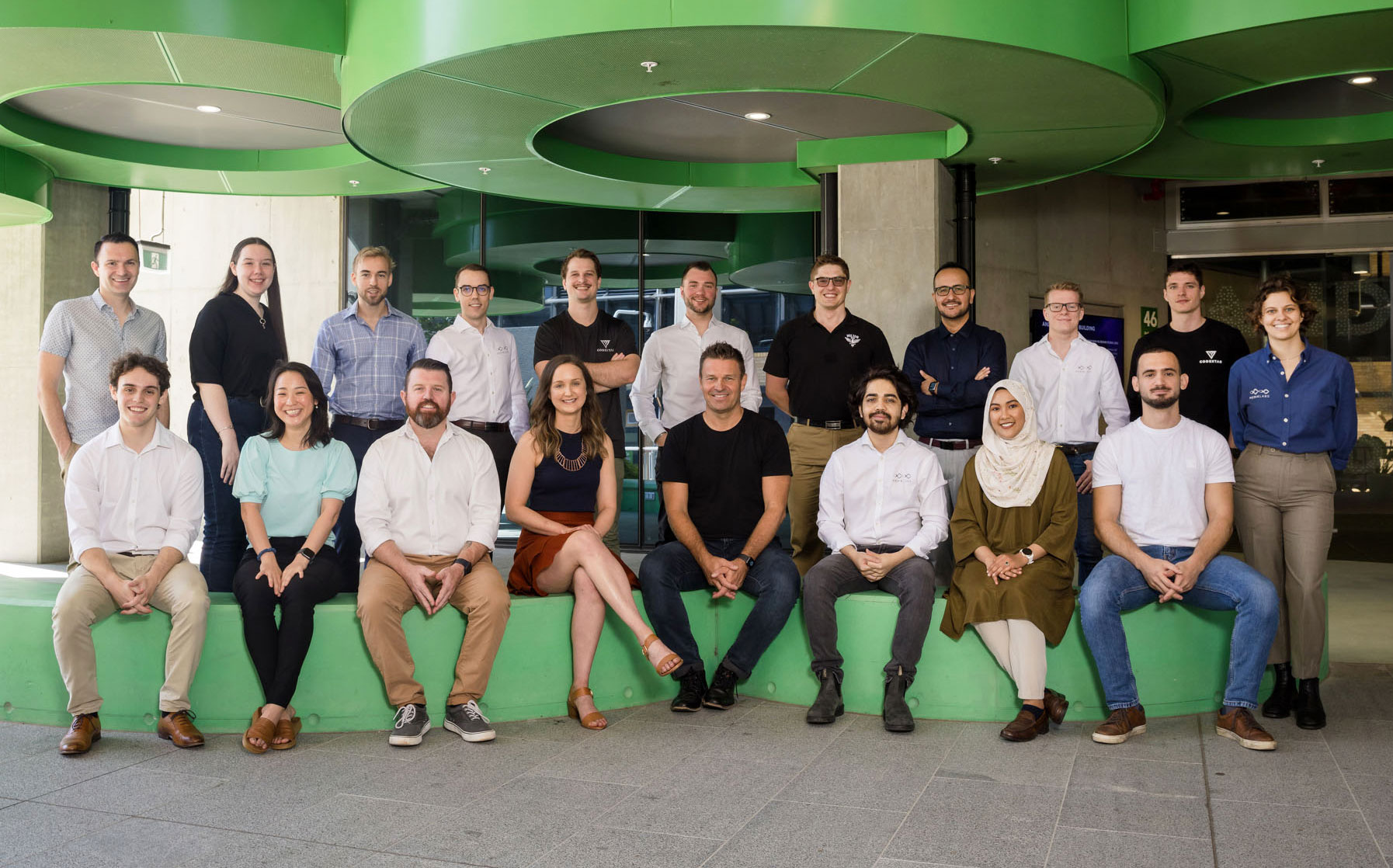 ilab cohort in front of the Andrew Liveris Building at UQ