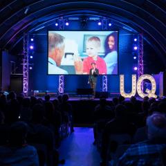 Alan Robertson pitching on stage