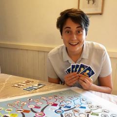 Ariel playtesting the newest edition of Go Extinct!