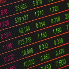 Stock market numbers on board