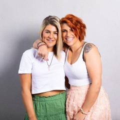 Kristz and Bianca Sciessere sisters together - smiling and happy
