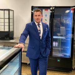 Jordan Davies in commercial kitchen