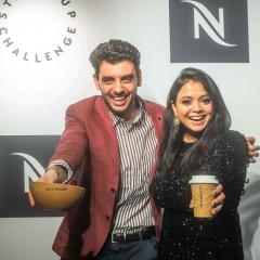 Andy and Shafali posing with their Uuvipak products