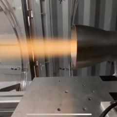 Valiant’s prototype thruster undergoing a hot-fire test.