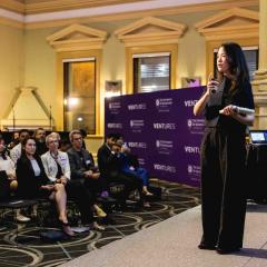 Ahn Van pitching at the empower womens accelerator pitch night
