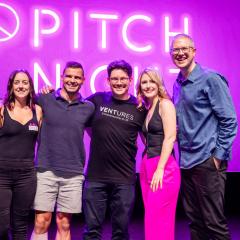 Abbey Cameron, Angus McLachlan, Tyson Jennings, Zoe Black and Marc Orchard on stage at the ilab Pitch Night