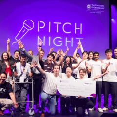 All startups on stage showing emotions of joy with winners '