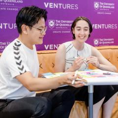 Students working at a table