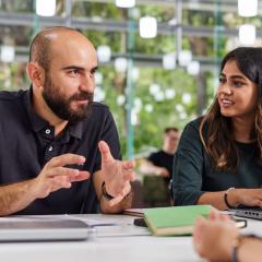 Students working at a table