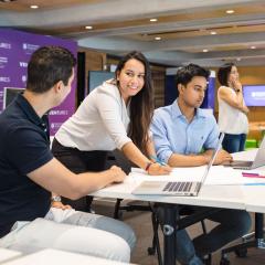 Students working at a desk
