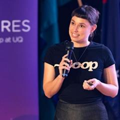 Woman pitching her startup